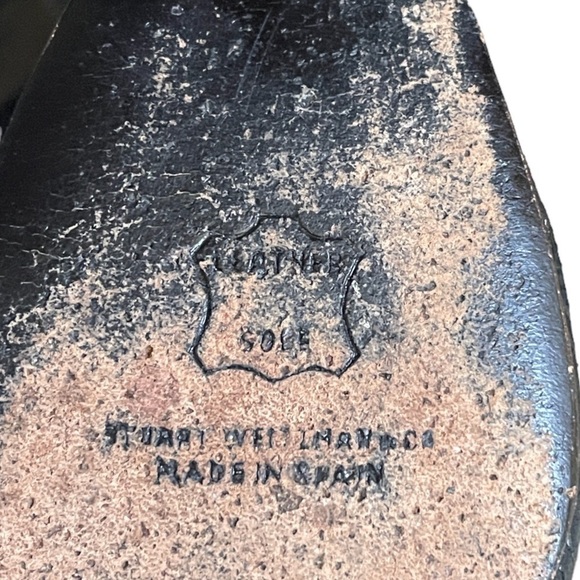 Stuart Weitzman Vintage Black Leather & Fabric Classic Heels Size 9.5 - Picture 9 of 11